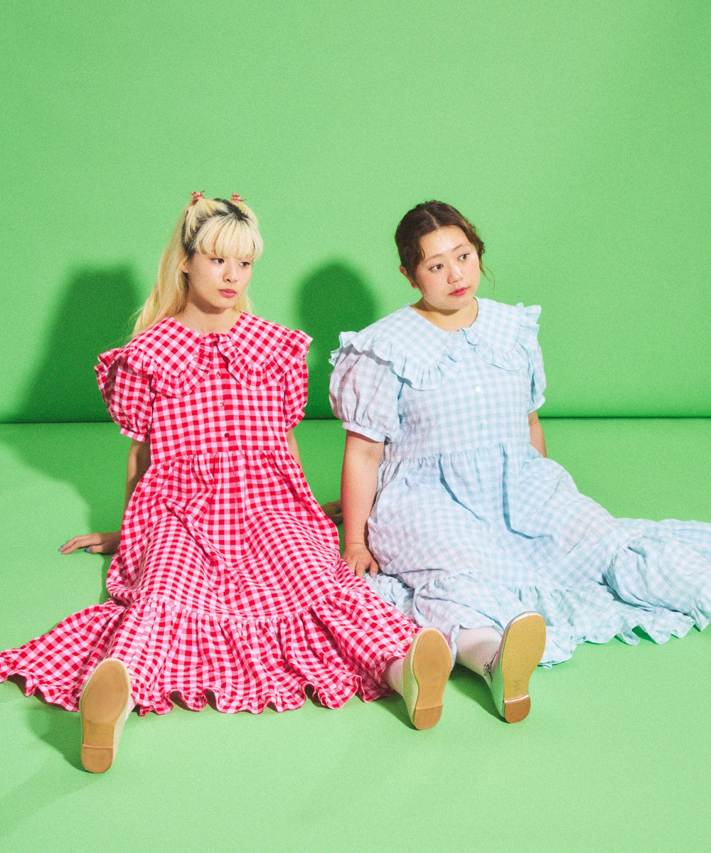 ギンガムチェックフリルワンピース