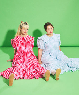 ギンガムチェックフリルワンピース