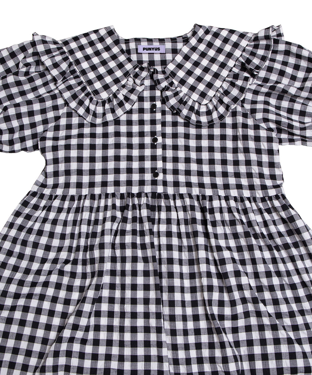 ギンガムチェックフリルワンピース