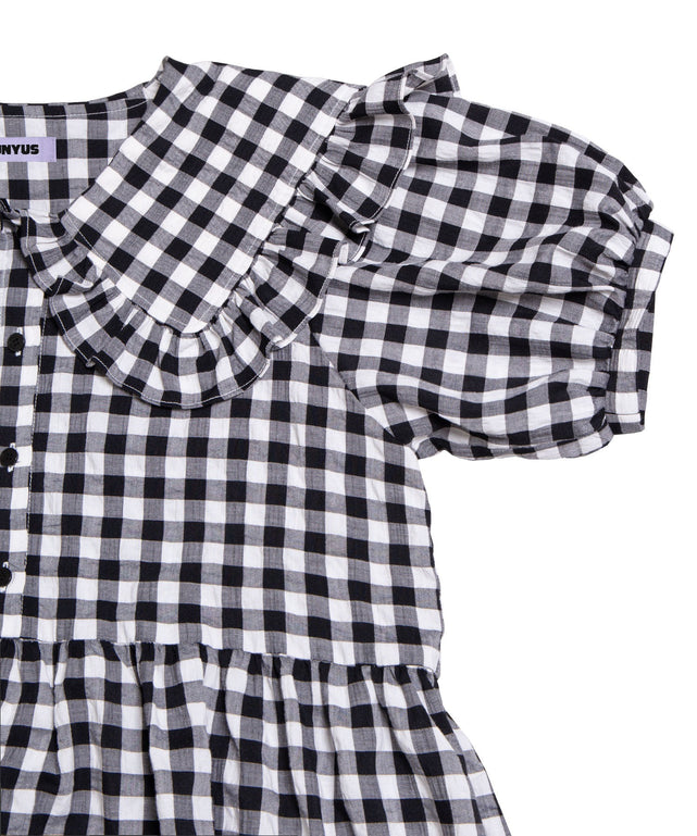 ギンガムチェックフリルワンピース