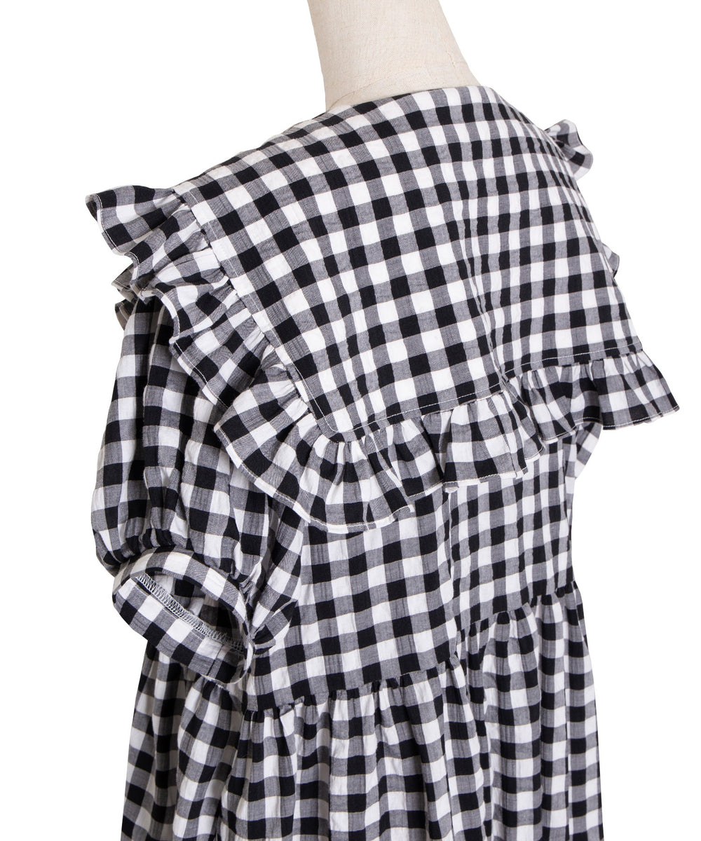 ギンガムチェックフリルワンピース