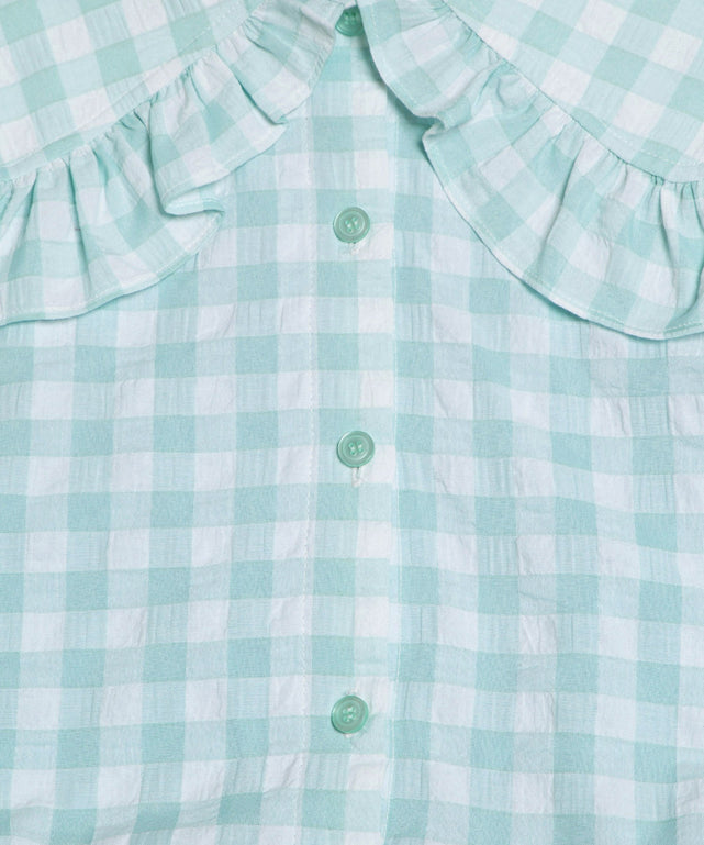 ギンガムチェックフリルワンピース