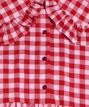 ギンガムチェックフリルワンピース