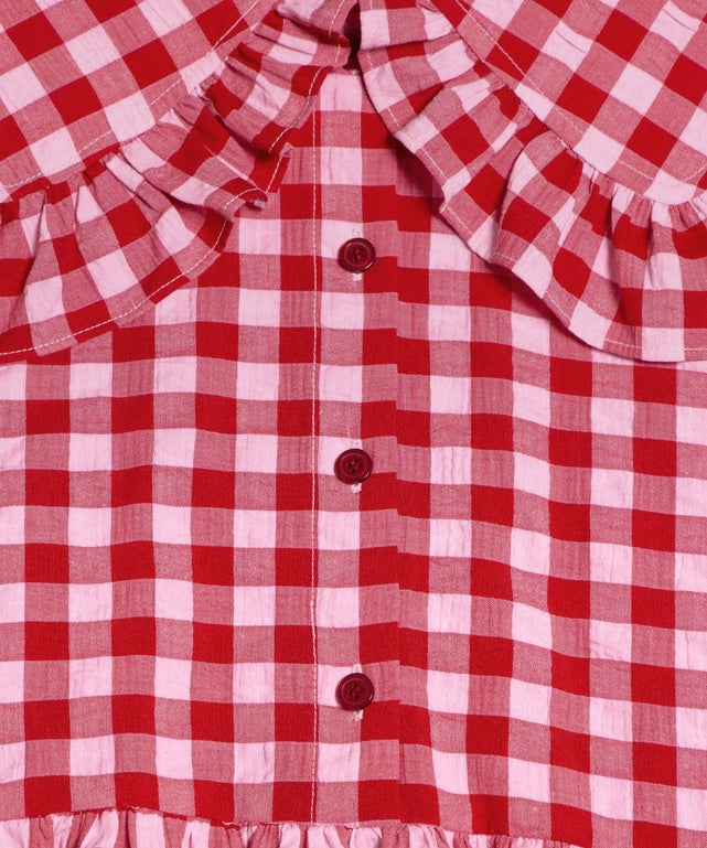 ギンガムチェックフリルワンピース