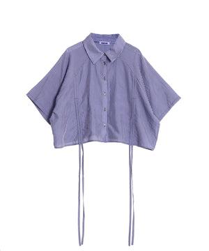 クロップド丈ドロストストライプシャツ