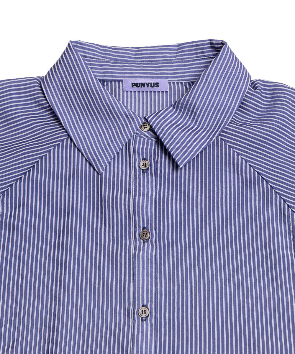 クロップド丈ドロストストライプシャツ