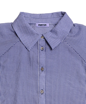 クロップド丈ドロストストライプシャツ