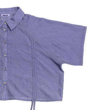 クロップド丈ドロストストライプシャツ