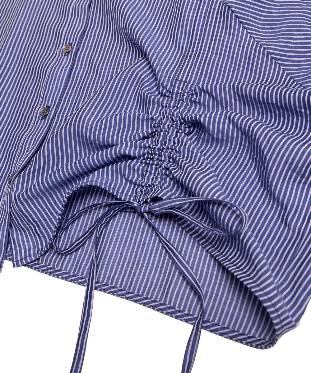 クロップド丈ドロストストライプシャツ