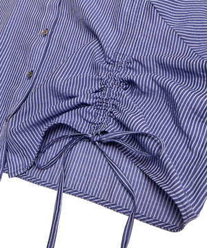 クロップド丈ドロストストライプシャツ