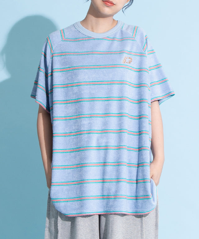 ボーダーパイルビッグTシャツ/身長：160cm　サイズ3