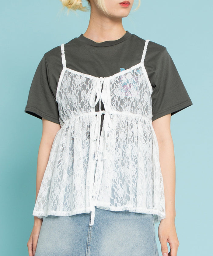 00s 希少 LIZLISA 旧タグ ビッグリボンパワネ総レースキャミチュニック 00s 希少 LIZLISA 旧タグ ビッグリボンパワネ総レースキャミ