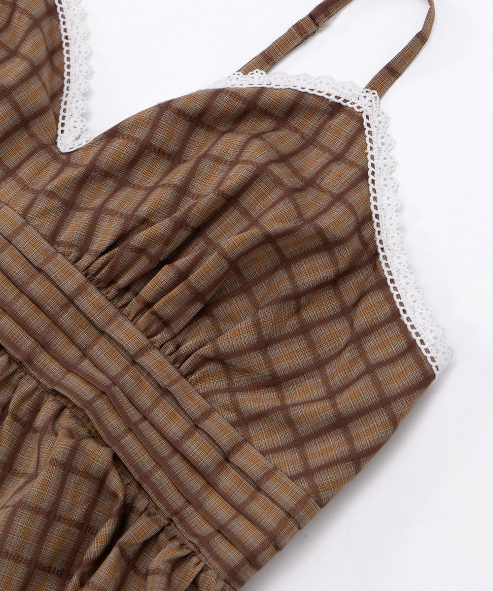 チェック柄キャミワンピース