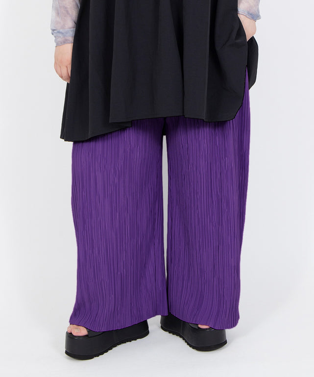美品【プリーツプリーズ】2023年　変形　切り替え　サルエルパンツ　パープル セルフカットプリーツパンツ – WEGO ONLINE STORE