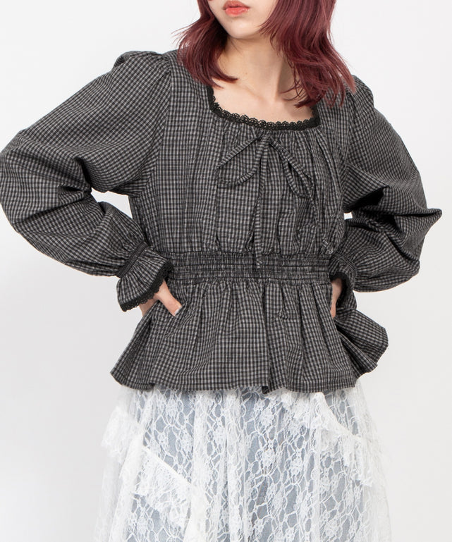 チェック柄パフスリーブブラウス – WEGO ONLINE STORE