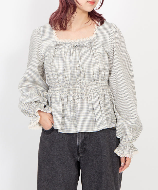 チェック柄パフスリーブブラウス – WEGO ONLINE STORE
