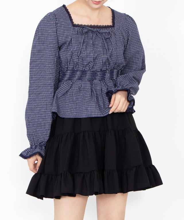 チェック柄パフスリーブブラウス – WEGO ONLINE STORE