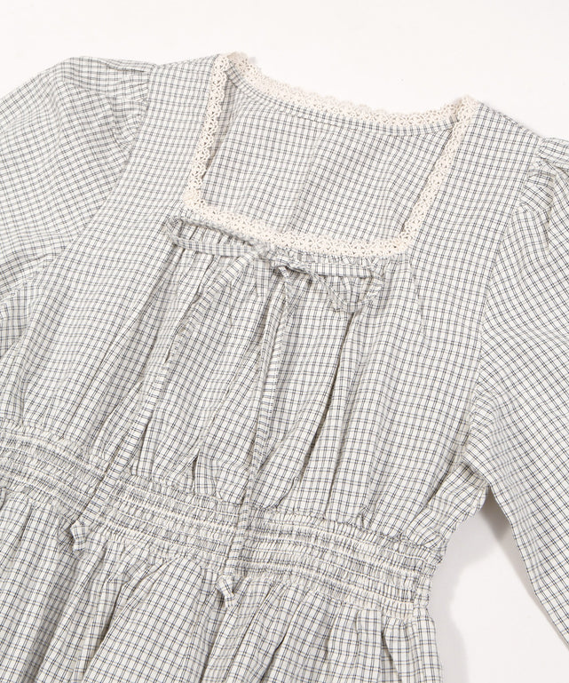 セブンテンバイミホカワヒト チェックパフスリーブブラウス 長袖 プルオーバー セブンテンバイミホカワヒト チェックパフスリーブブラウス 長袖 プル