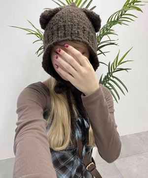 クマミミニットキャップ