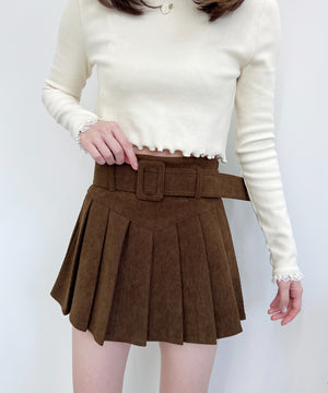 ベルト付きコーデュロイプリーツスカート