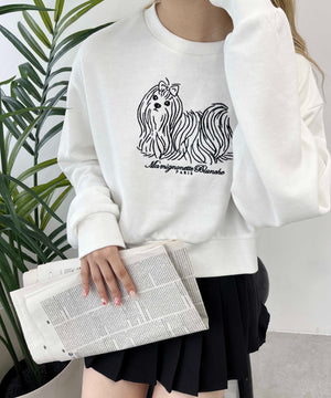 ドッグ刺繍ショートスウェット