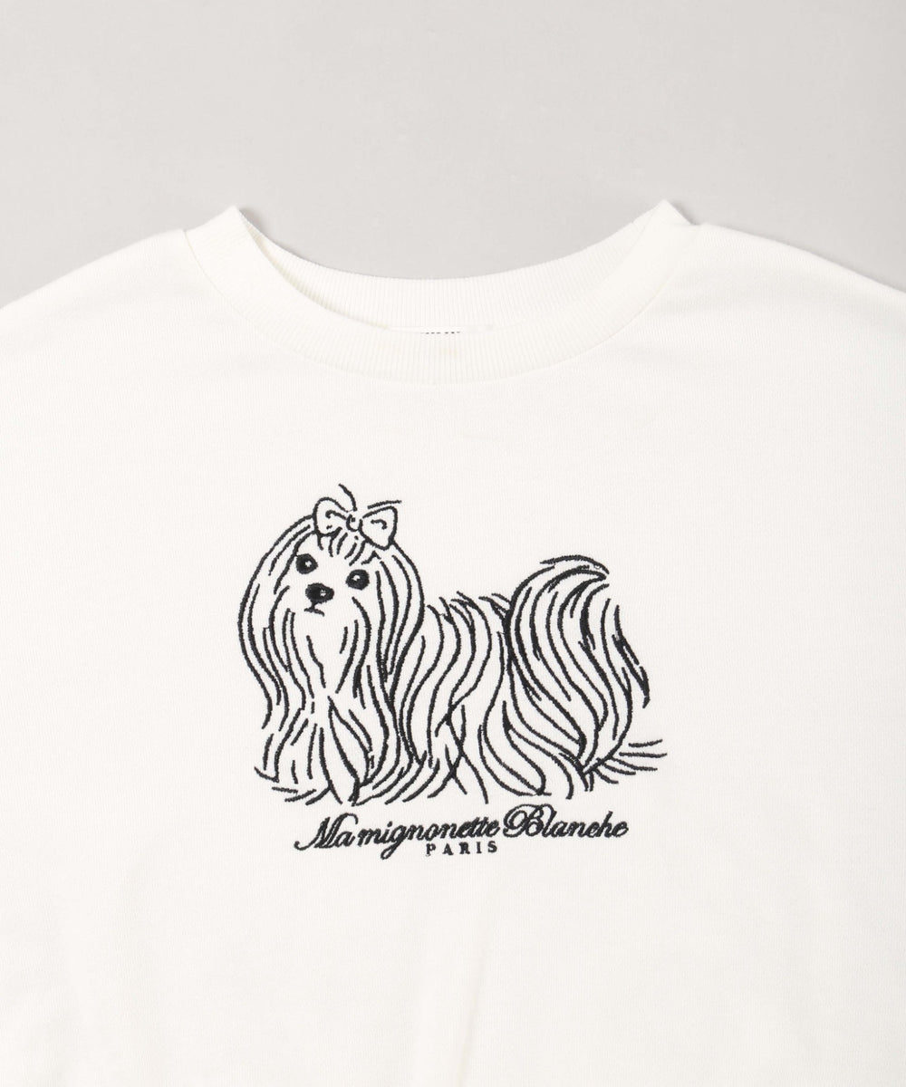 ドッグ刺繍ショートスウェット