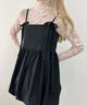 リボンセットバルーンミニワンピース/ブラック モデル：160㎝ F着用