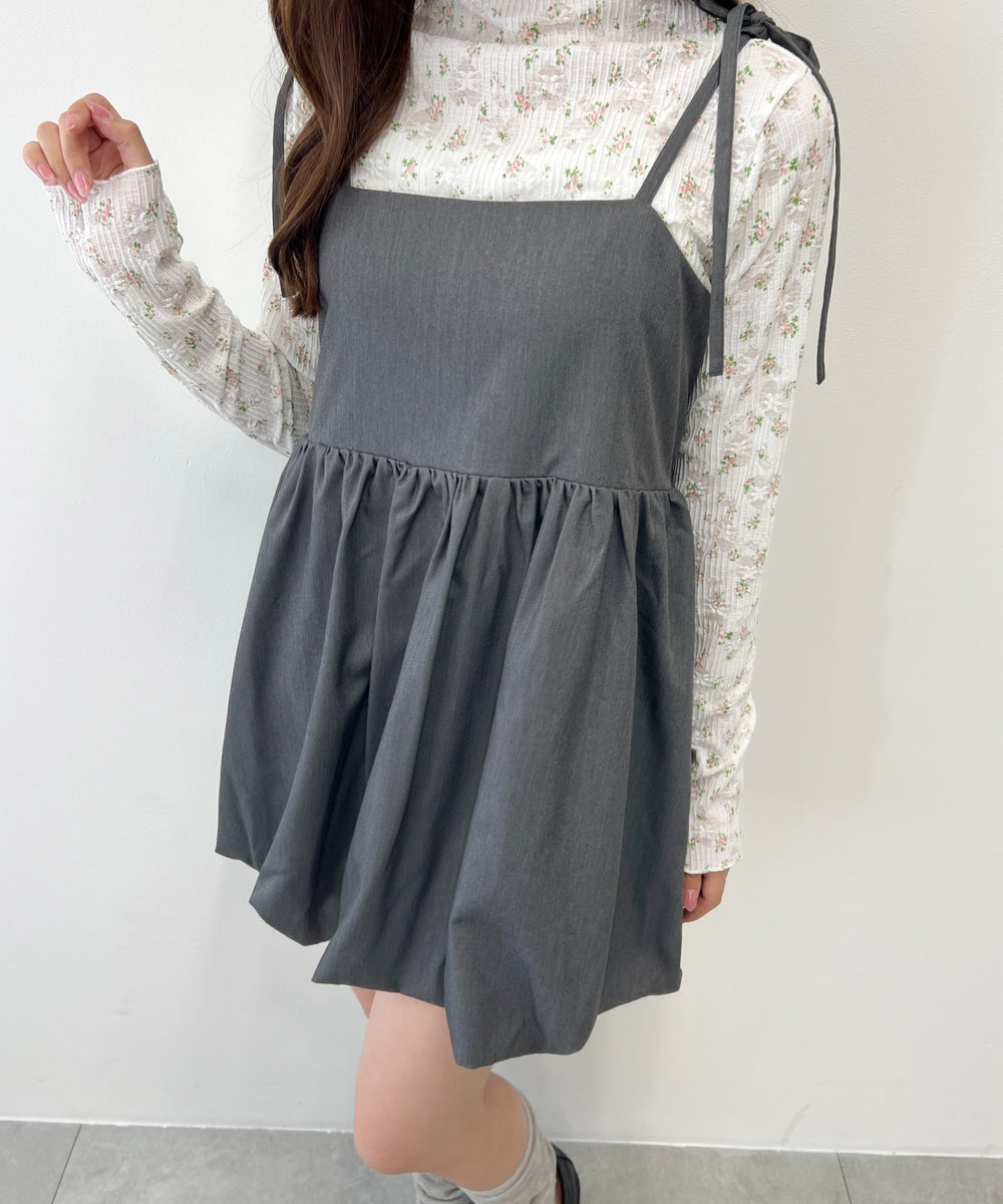 リボンセットバルーンミニワンピース