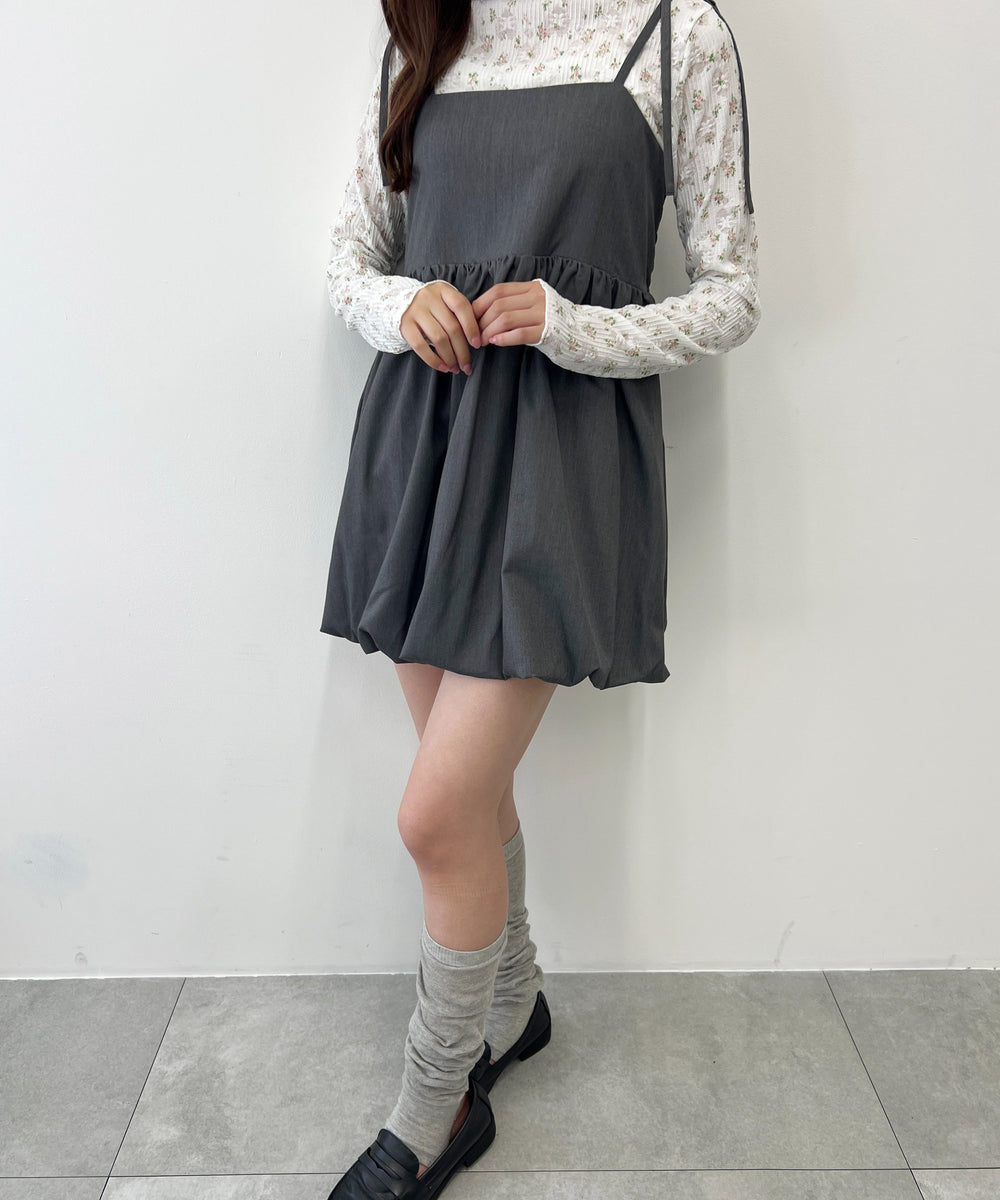 リボンセットバルーンミニワンピース