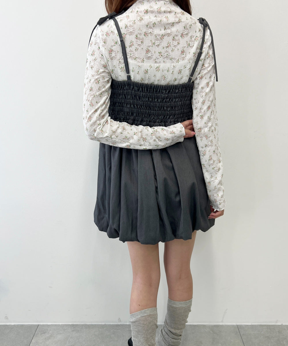 リボンセットバルーンミニワンピース