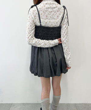 リボンセットバルーンミニワンピース