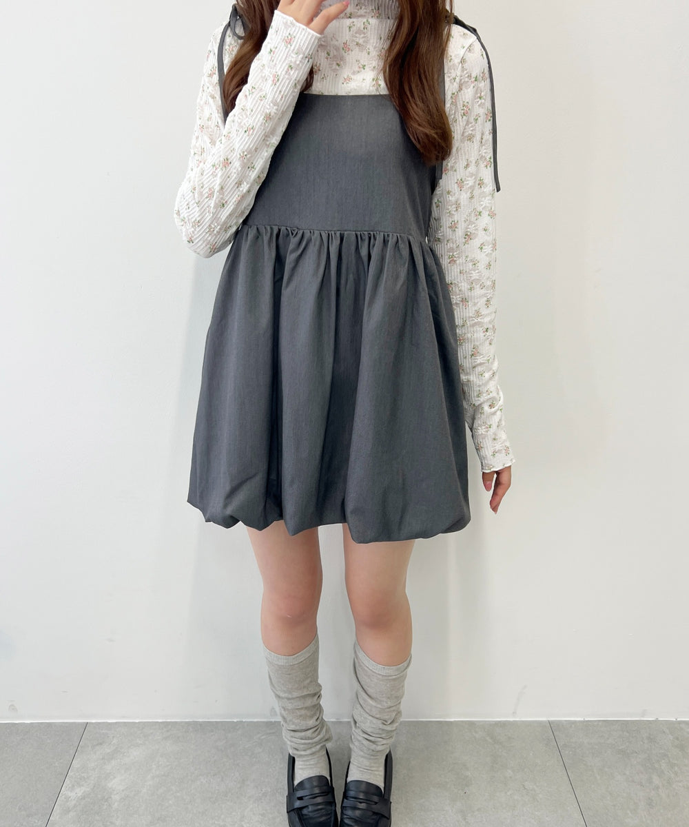 リボンセットバルーンミニワンピース