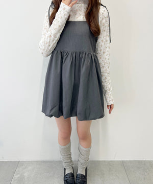 リボンセットバルーンミニワンピース