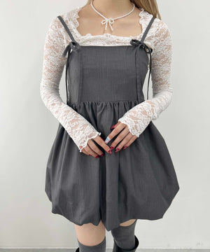 リボンセットバルーンミニワンピース