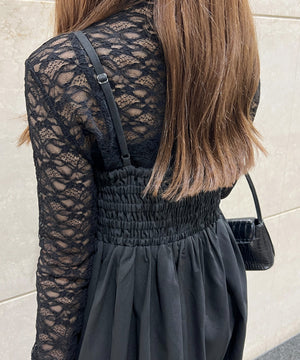 リボンセットバルーンミニワンピース