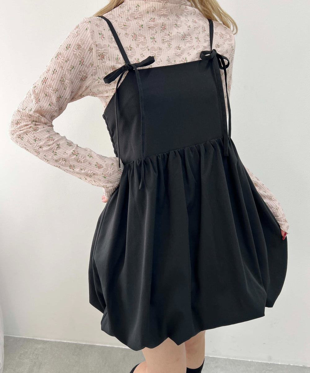 リボンセットバルーンミニワンピース
