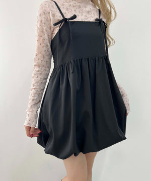 リボンセットバルーンミニワンピース