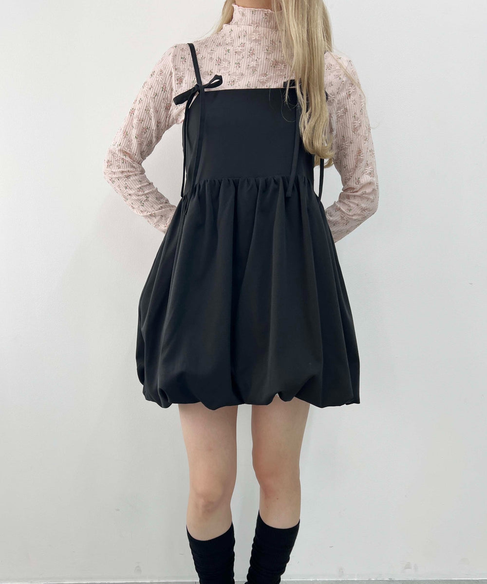 リボンセットバルーンミニワンピース