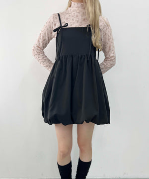 リボンセットバルーンミニワンピース