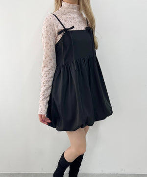 リボンセットバルーンミニワンピース