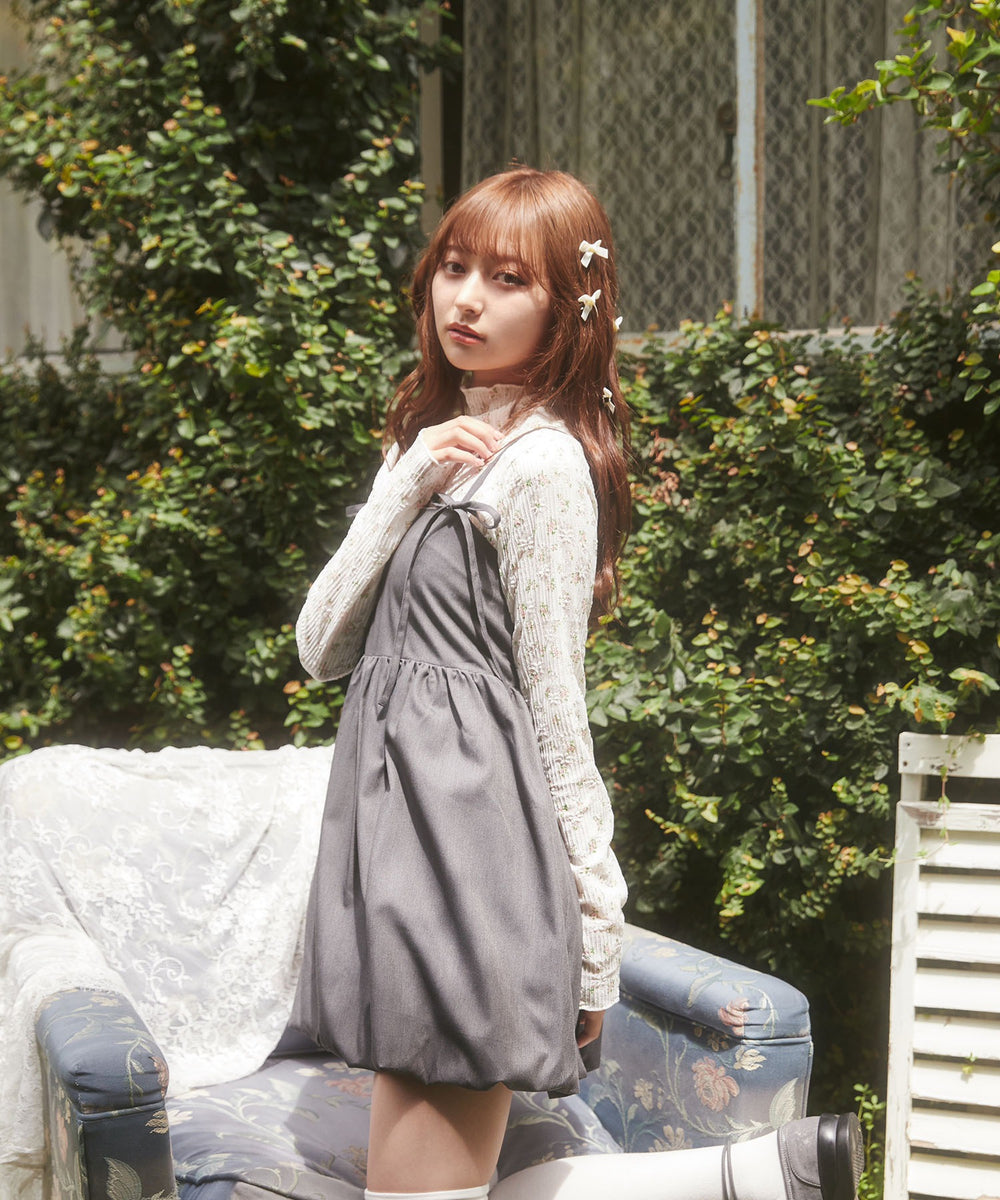 リボンセットバルーンミニワンピース