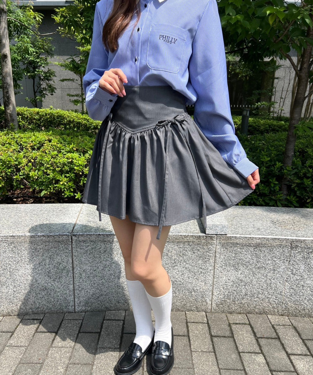 サイドリボンギャザースカート