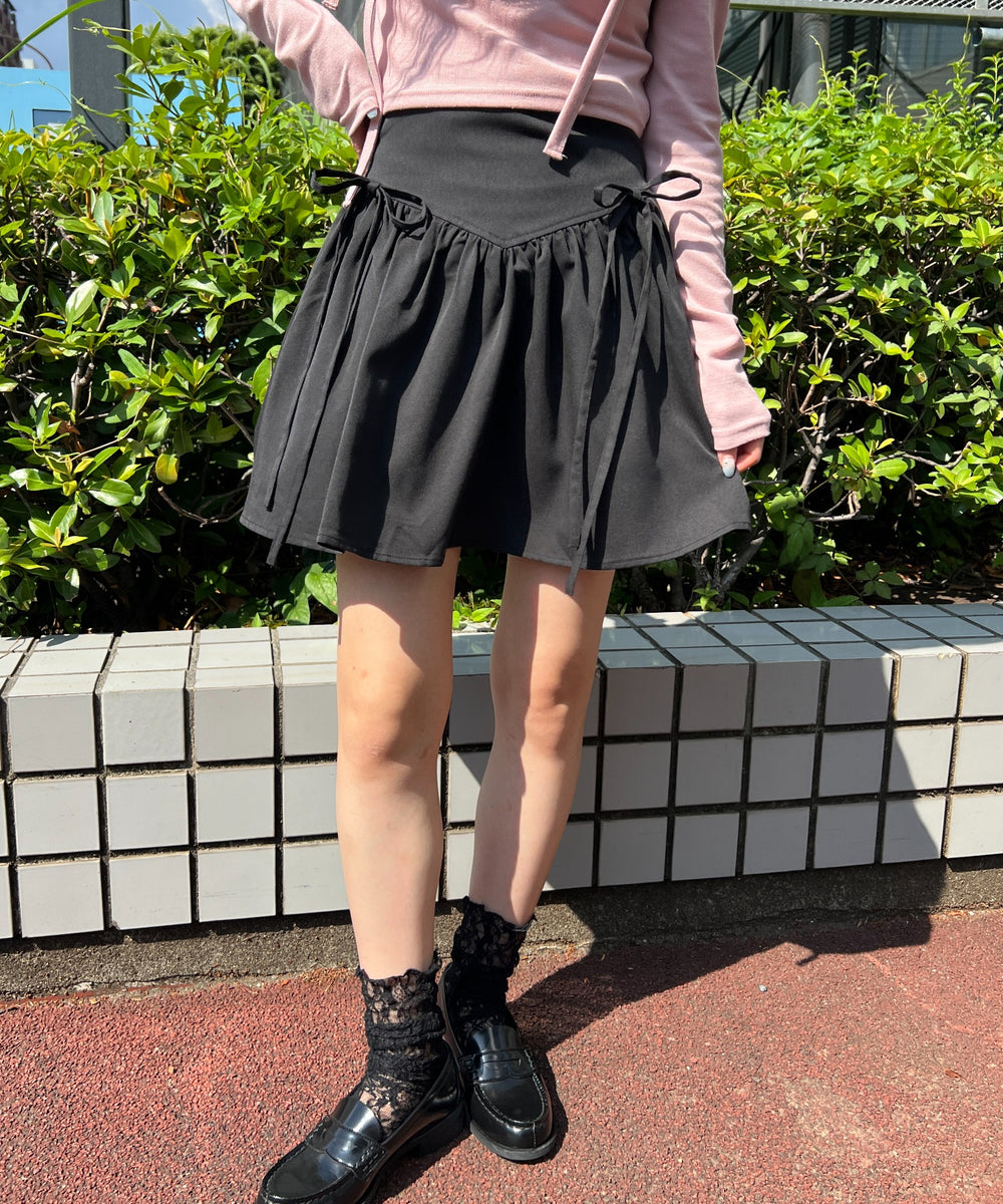 サイドリボンギャザースカート