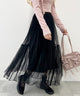 チュールロングスカート/ブラック モデル：160㎝ F着用