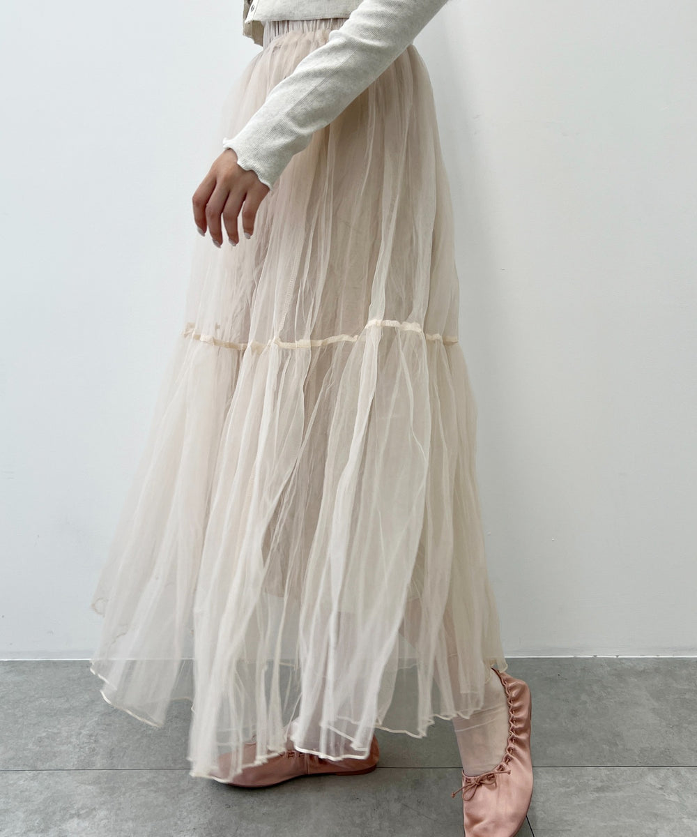 チュールロングスカート