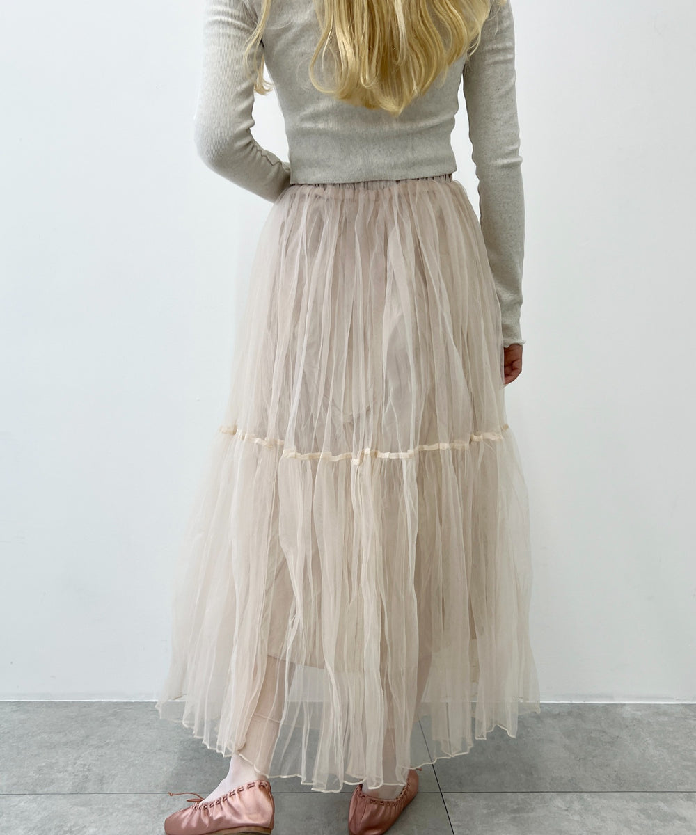チュールロングスカート