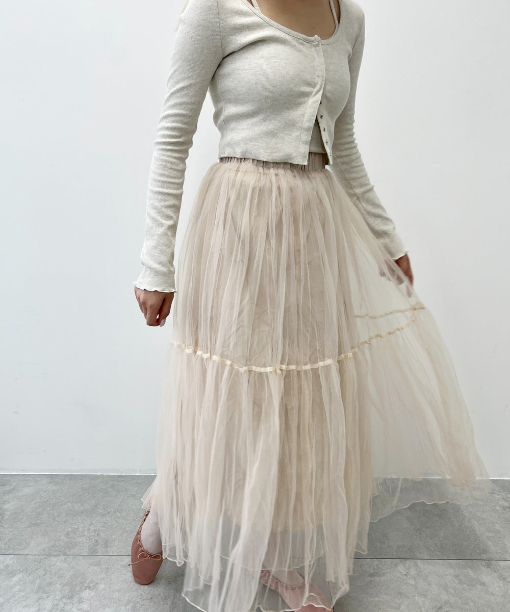 チュールロングスカート