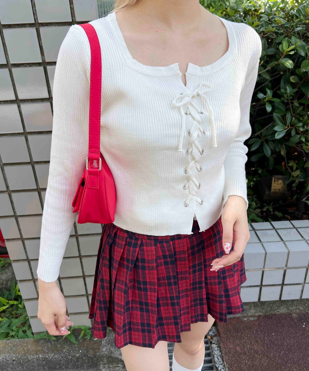 レースアップピチトップス