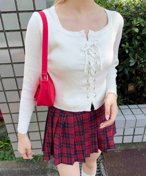 レースアップピチトップス