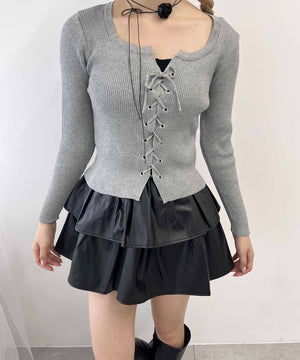 レースアップピチトップス